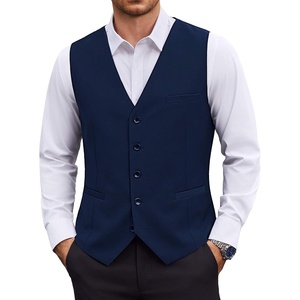 image:imageCOOFANDY Mens Suit Vest Business Casual Dress Vest Wedding Prom WaistcoatPure Navy