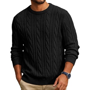 image:imageCOOFANDY Mens Sweater Crewneck Cable Knit Sweater Casual Warm PulloverBlack