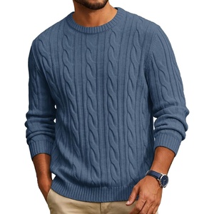 image:imageCOOFANDY Mens Sweater Crewneck Cable Knit Sweater Casual Warm PulloverGray Blue