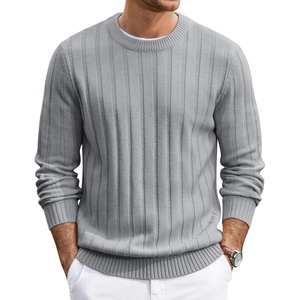 image:imageCOOFANDY Mens Sweater Crewneck Ribbed Knit Soft Warm Pullover SweaterLight Gray