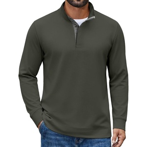 image:imageCOOFANDY Mens TShirt Quarter Button Pullover Casual Long Sleeve SweatshirtArmy Green