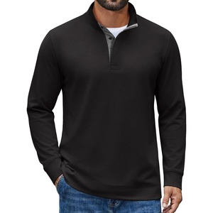 image:imageCOOFANDY Mens TShirt Quarter Button Pullover Casual Long Sleeve SweatshirtBlack