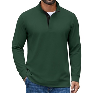 image:imageCOOFANDY Mens TShirt Quarter Button Pullover Casual Long Sleeve SweatshirtDark Green