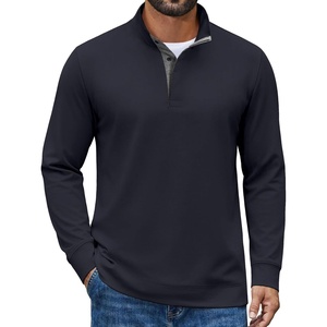 image:imageCOOFANDY Mens TShirt Quarter Button Pullover Casual Long Sleeve SweatshirtNavy Blue