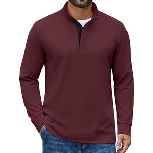 image:imageCOOFANDY Mens TShirt Quarter Button Pullover Casual Long Sleeve SweatshirtWine Red