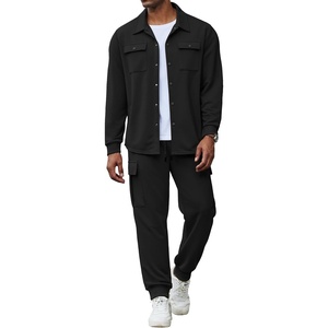 image:imageCOOFANDY Mens Tracksuit 2 Piece Jogging Sweatsuit Casual Cargo Pants OutfitBlack