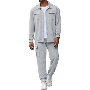image:imageCOOFANDY Mens Tracksuit 2 Piece Jogging Sweatsuit Casual Cargo Pants OutfitLight Grey