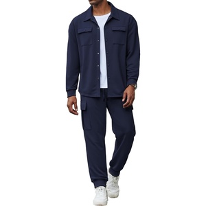 image:imageCOOFANDY Mens Tracksuit 2 Piece Jogging Sweatsuit Casual Cargo Pants OutfitNavy Blue