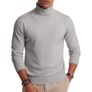 image:imageCOOFANDY Mens Turtleneck Sweater Casual Knitted Pullover SweaterLight Grey