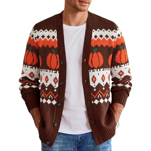 image:imageCOOFANDY Mens Ugly Christmas Sweater Knitted Christmas Cardigan SweaterBlack Halloween Pumpkins