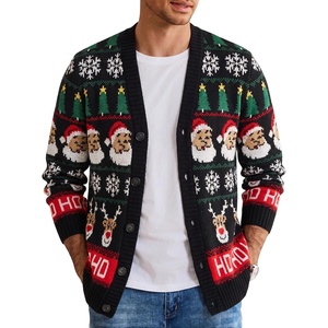 image:imageCOOFANDY Mens Ugly Christmas Sweater Knitted Christmas Cardigan SweaterBlack and Redreindeesanta