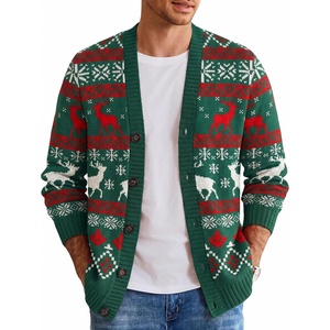 image:imageCOOFANDY Mens Ugly Christmas Sweater Knitted Christmas Cardigan SweaterChristmas Green and Red