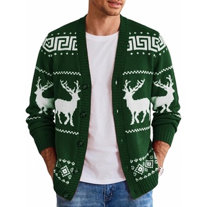 image:imageCOOFANDY Mens Ugly Christmas Sweater Knitted Christmas Cardigan SweaterGreenchristmas Reindeer