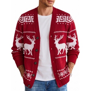 image:imageCOOFANDY Mens Ugly Christmas Sweater Knitted Christmas Cardigan SweaterRedchristmas Reindeer