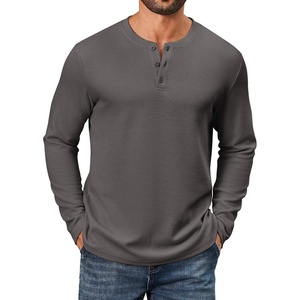 image:imageCOOFANDY Mens Waffle Henley Shirts Long Sleeve Pullover Shirt Casual Knit TShirt Lightweight Basic TeesDeep Grey
