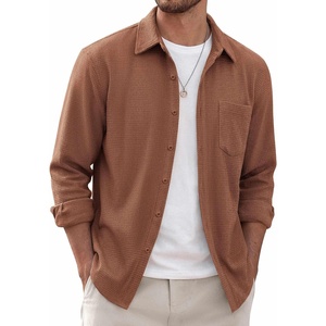 image:imageCOOFANDY Mens Waffle Shirt Jacket Casual Overshirt Long Sleeve Lightweight Textured Shacket with PocketBeige