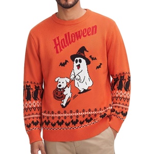 image:imageCOOFANDY Ugly Christmas and Halloween Sweater Mens Crewneck Pullover2orange  Halloween Ghost  Puppy