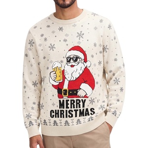 image:imageCOOFANDY Ugly Christmas and Halloween Sweater Mens Crewneck PulloverBeige  Santa Beer