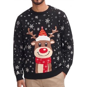 image:imageCOOFANDY Ugly Christmas and Halloween Sweater Mens Crewneck PulloverBlack  Cute Reindeer