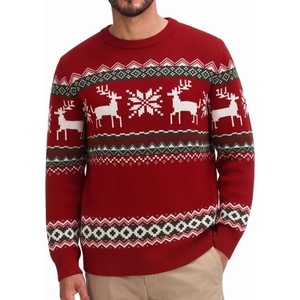 image:imageCOOFANDY Ugly Christmas and Halloween Sweater Mens Crewneck PulloverBurgundy  Vintage Reindeer