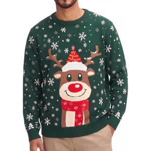 image:imageCOOFANDY Ugly Christmas and Halloween Sweater Mens Crewneck PulloverGreen  Cute Reindeer