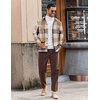 image:imageCOOFANDY Mens Flannel Shirts Casual Button Down Plaid Shirt Jacket Long Sleeve Fleece Shacket with PocketsBuffalo Khaki