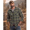 image:imageCOOFANDY Mens Flannel Shirts Casual Button Down Plaid Shirt Jacket Long Sleeve Fleece Shacket with PocketsLight Green
