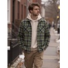 image:imageCOOFANDY Mens Flannel Shirts Casual Button Down Plaid Shirt Jacket Long Sleeve Fleece Shacket with PocketsLight Green