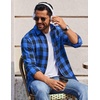 image:imageCOOFANDY Mens Flannel Shirts Long Sleeve Plaid Casual Button Down ShirtBuffalo Black Blue
