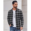 image:imageCOOFANDY Mens Flannel Shirts Long Sleeve Plaid Casual Button Down ShirtBuffalo Black Gray