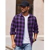 image:imageCOOFANDY Mens Flannel Shirts Long Sleeve Plaid Casual Button Down ShirtBuffalo Black Purple