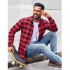 image:imageCOOFANDY Mens Flannel Shirts Long Sleeve Plaid Casual Button Down ShirtBuffalo Black Red