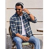 image:imageCOOFANDY Mens Flannel Shirts Long Sleeve Plaid Casual Button Down ShirtPlaid  Blue White