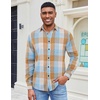 image:imageCOOFANDY Mens Flannel Shirts Long Sleeve Plaid Casual Button Down ShirtPlaid  Khaki Blue