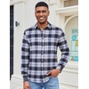 image:imageCOOFANDY Mens Flannel Shirts Long Sleeve Plaid Casual Button Down ShirtPlaid  Navy White