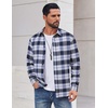 image:imageCOOFANDY Mens Flannel Shirts Long Sleeve Plaid Casual Button Down ShirtPlaid  Navy White