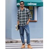image:imageCOOFANDY Mens Flannel Shirts Long Sleeve Plaid Casual Button Down ShirtPlaid  White Green