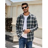 image:imageCOOFANDY Mens Flannel Shirts Long Sleeve Plaid Casual Button Down ShirtPlaid  White Green