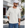 image:imageCOOFANDY Mens Waffle Long Sleeve Shirt Crew Neck TShirts Cotton Tee Shirts01white