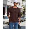 image:imageCOOFANDY Mens Waffle Long Sleeve Shirt Crew Neck TShirts Cotton Tee ShirtsCoffee