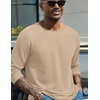 image:imageCOOFANDY Mens Waffle Long Sleeve Shirt Crew Neck TShirts Cotton Tee ShirtsKhaki