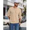 image:imageCOOFANDY Mens Waffle Long Sleeve Shirt Crew Neck TShirts Cotton Tee ShirtsKhaki
