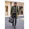 image:imageCOOFANDY Mens Wool Blend Coat with Detachable Plaid Scarfs Notched Collar Single Breasted Pea Coat Trench Overcoat2army Green