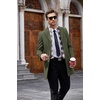 image:imageCOOFANDY Mens Wool Blend Coat with Detachable Plaid Scarfs Notched Collar Single Breasted Pea Coat Trench Overcoat2army Green