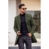 image:imageCOOFANDY Mens Wool Blend Coat with Detachable Plaid Scarfs Notched Collar Single Breasted Pea Coat Trench Overcoat2army Green