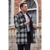 image:imageCOOFANDY Mens Wool Blend Coat with Detachable Plaid Scarfs Notched Collar Single Breasted Pea Coat Trench Overcoat2black Plaid