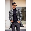 image:imageCOOFANDY Mens Wool Blend Coat with Detachable Plaid Scarfs Notched Collar Single Breasted Pea Coat Trench Overcoat2black Plaid