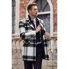image:imageCOOFANDY Mens Wool Blend Coat with Detachable Plaid Scarfs Notched Collar Single Breasted Pea Coat Trench Overcoat3black White Plaid