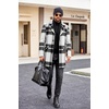 image:imageCOOFANDY Mens Wool Blend Coat with Detachable Plaid Scarfs Notched Collar Single Breasted Pea Coat Trench Overcoat3black White Plaid