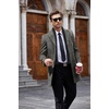 image:imageCOOFANDY Mens Wool Blend Coat with Detachable Plaid Scarfs Notched Collar Single Breasted Pea Coat Trench OvercoatBlack Plaid